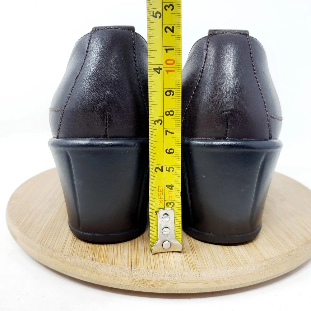 Dansko Shoes Womens 38 Brown Leather Slip On Loafer Wedge‎ Y2K Academia Retro